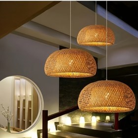 Resim Bamboo Woven Lampshade, Geleneksel Çin Tarzı Yemek Odası, Çay Evi veya Zen Temalı Alanlar İçin - E26E27 Baş Değiştirme, Rustik Kare Tasarım, Kablolama Dahil Değil, Bamboo Dekor 