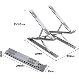 Resim Asseds Store Çift Katlı Ayarlanabilir Laptop Stand Katlanabilir Alüminyum Tablet Notebook Stand Dizüstü Bilgisayar Standı 