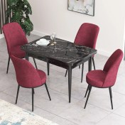 Resim Canisa Concept Nil Serisi Siyah Mermer Desenli Yemek Masası Mutfak Masa Takımı+4 Adet Sandalye 