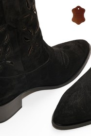 Resim wanita milano Kadın Süet Kovboy Bot İşlemeli Gerçek Deri Western Tarz Rahat Kullanım 