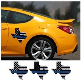 Resim Sıkıntılı Teksas Eyaleti Şekilli Bastırılmış Abd Bayrağı İnce Mavi Çizgi Etiket 