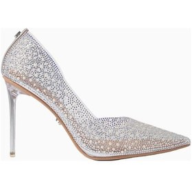 Resim Kurt Geiger Carvela Positano Vinyl Stiletto Kadın Topuklu Ayakkabı Gümüş 