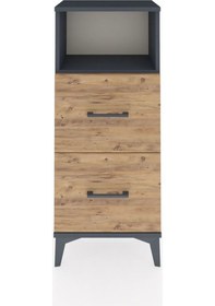 Resim Arges Komodin Tek Raflı 2 Çekmeceli 44x30x106 Antrasit-çam Antrasit 