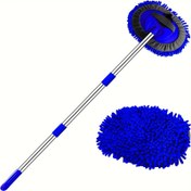 Resim 121.92cm Araba Yıkama Fırçası Mop Temizlik Aracı Uzun Saplı Kit ile Araba, Kamyon, SUV, RV, Römork, Tekne Yıkama ve Detaylandırma için 2'si 1 Arada Chenille Mikrofiber Sünger Toz Alma Aleti, Boya Zarar Vermeyen Çiziksiz 