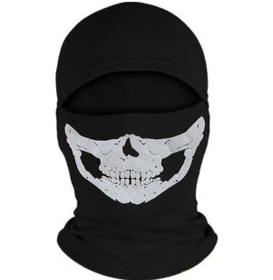 Resim Termal Siyah Kar Maskesi Kurukafa Desenli Siyah Beyaz 