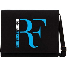 Resim Roger Federer Blue Logo Siyah Kanvas Postacı Çantası - Siyah 