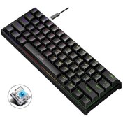Resim Leaven K620 61 Tuşlu Hot Plug-in Işık Vermeli Oyun Kablosuz Mekanik Klavye, Kablolu Uzunluk: 1.8m, Renk: Siyah Yeşil Eksen 