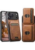 Resim Chenkestoreone Suteni Premium Imitasyon Faux Leather Kart Cüzdanı Iphone 17 Air Erkek Kahverengi 