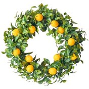 Resim Suntek Limon Yapay Çelenk Duvar Asılı Süsleme, Yuvarlak, Ön 
