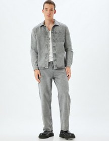 Resim Koton Kot Ceket Oversize Gömlek Yaka Cep Detaylı Düğmeli Pamuklu Gri 5wam50016ıd Gri 