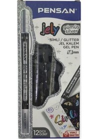 Resim Pensan Jel Kalem 2800 Gümüş Jely Glitter Simli 12'li Paket Diğer 