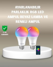 Resim Bfs Akıllı 9w Rgbw Led Ampul, Tasaruflu Romantik Işıklı Çok Renkli 