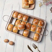 Resim 30.99cm x 19.99cm Boyutlarında, Bölücülerle Donatılmış Yapışmaz Karbon Çelik Brownie Tavası - Muffinler, Cupcake'ler ve Küçük Tatlılar İçin Mükemmel - Noel, Cadılar Bayramı, Paskalya ve Şükran Günü İçin İdeal 