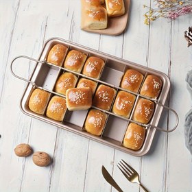 Resim 30.99cm x 19.99cm Boyutlarında, Bölücülerle Donatılmış Yapışmaz Karbon Çelik Brownie Tavası - Muffinler, Cupcake'ler ve Küçük Tatlılar İçin Mükemmel - Noel, Cadılar Bayramı, Paskalya ve Şükran Günü İçin İdeal 