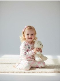 Resim Zekids Kız Bebek Pamuklu Kalp Desenli Pijama Takımı-16850 Pembe 
