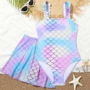 Resim 2 adet Şık Kız Balık Derisi Desenli Bikini Mayo Takımı Rahat Yüzme Kıyafeti Yazlık Plaj Hediyesi 