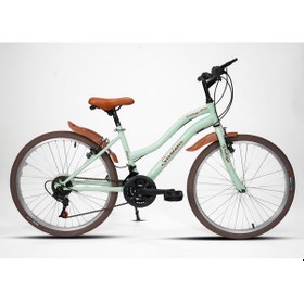 Resim Sarissa Vintage 24" Jant 21 Vites Çelik Kadro V Fren Unisex Şehir Bisikleti Yeşil Kahverengi Lastik Yeşil 