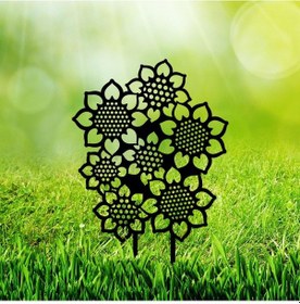 Resim Bahçe Süs Ayçiçeği Bahçe Dekoru Metal Bahçe Kazığı 