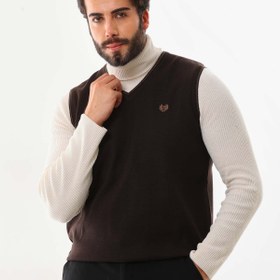 Resim Pelikan Erkek V Yaka Süveter 5610 Kahverengi 