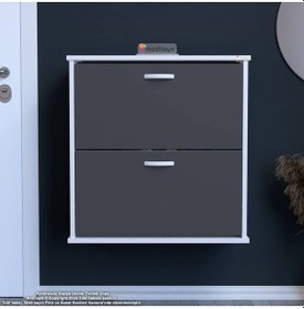 Resim Modilayn Umay Asma Antre Hol 72 X 78 X 25,5 Cm Lik 2 Düşer Kapak 4 Göz Bölmeli Ayakkabılık Antrasit - Beyaz 