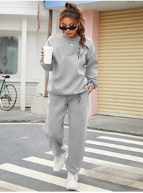 Resim LAND MODA Kadın Kılıç Baskılı Sweatshirt Eşofman Alt Üst Takımı 