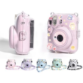 Resim Mini 12 Kamera için Üç Parçalı Düz Renk Şeffaf Kristal Kabuklu İp Sticker Koruyucu Kılıf Seti 