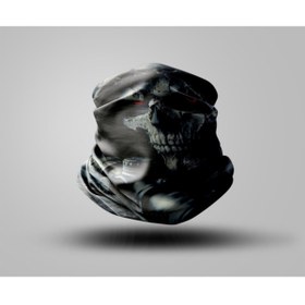 Resim Buffalo Skull Tasarımlı Motorcu Buff Maske Outdoor Boyunluk Unisex Bandana 