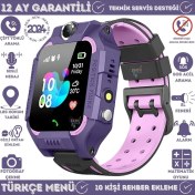 Resim Çocuklar Için Sım Kartlı Kameralı Akıllı Saat, Lbs Konum Takibi, Mor Renk 