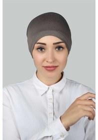 Resim Altobeh Hazır Pratik Geçmeli Lastikli Tesettür Bone - Koyu Vizon 