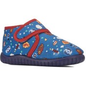 Resim Günlük Unisex Çocuk Panduf Ev Ayakkabısı Esnek Kaymaz Taban Cırtlı Kreş Anaokulu Ayakkabı 263 Lacivert - Kırmızı 