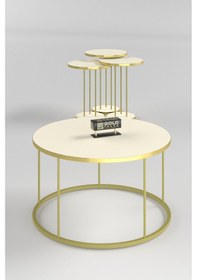 Resim Orta Sehpa Ve Zigon Sehpa Terra Set Gold Krem Diğer 