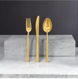 Resim Maxx Doria Ivy Titanyum Mat Gold 12 Kişilik 84 Parça Çatal Kaşık Bıçak Takımı Pa1030 Altın 
