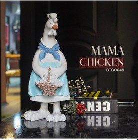 Resim Mavi Eşarplı Ve Sepetli El Yapımı Seramik Tavuk Figürü Çiftlik Ev 