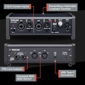 Resim Tascam US-2X2HR 192 Khz Yüksek Çözünürlüklü USB Ses Kartı 2 Giriş 2 Çıkış 