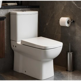 Resim Turavit Plaza Beyaz Kanallı Duvara Sıfır Klozet Takımı PLZ1708, Nkp Sedef Yavaş Kapak 