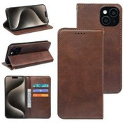 Resim Prestigegoods İphone 16 Pro Uyumlu 7 Manyetik Emişli Kartlık Dana Derisi Kılıfı Kahverengi Kahverengi 