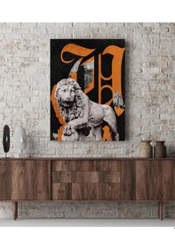 Resim Lion Vintage Ahşap Tablo 4mm 