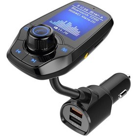 Resim T26d Araba Bluetooth Eller Serbest Araba Mp3 Renkli Büyük Ekran Fm Verici Qc3.0 Hızlı Şarj Araba Bluetooth Mp3 Siyah 
