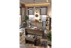 Resim Yurudesign Vista Abcde Ofis Büro Masa Takımı Kahve-Beton-Antrasit Vs9-Cga 