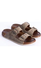 Resim Albishoes Unisex Erkek Tokalı Yumuşak Rahat Taban Deri Görünümlü Günlük Ev Dışarı Erkek Terlik 