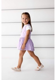 Resim Defacto Kız Bebek 2li Takım Basic Düz Kısa Kollu Tişört Paraşüt Elbise F8274a525smpr342 Mor 
