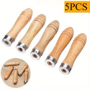 Resim 5 adet Ahşap Dosya Sapı, 9cm, Paslanmaya Karşı, Güçlü Metal Yaka, Ahşap İşleme, Parlatma, El Sanatları Aracı için 