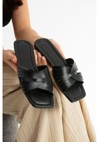 Resim Siyah Geçme Kadın Terlik Ev Ve Dış Mekan Terliği Siyah 