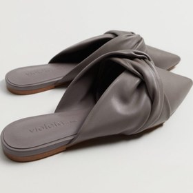 Resim Violeta by MANGO Kadın Açık/Pastel Kahverengi Fiyonklu Deri Mule Terlik 