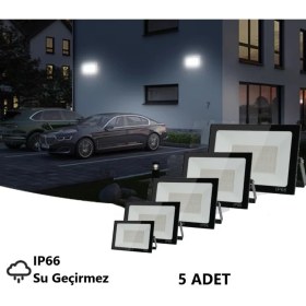 Resim Rultech 5 Adet LED Işık Projektör 100W Beyaz Işık 6500K 9000LM Bahçe Duvar Yol Aydınlatma Dış&iç Mekan 
