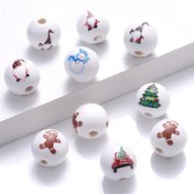 Resim 10 Adet Noel Temalı Ahşap Boncuklar - Santa Claus, Kardan Adam ve Zencefilli Kurabiye Tasarımlı, Bileklik ve Kolye Yapımı için DIY Boncuklar, Tatil Süslemeleri, El Yapımı Hediyeler, Pürüzsüz Yüzeyli, Noel Dekorasyonu, Festivaller İçin Boncuklar, El İşi Hediye Malzemeleri 