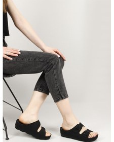 Resim Gönderi R Siyah Tokalı Dolgu Topuk Comfort Terlik Siyah 