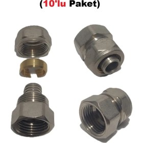 Resim Kalde (10'lu Paket) Ø16X1/2" Iç Dişli Mini Pex Rekor - Mobil Sistem Boru Bağlantı Rekoru 