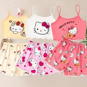 Resim Rastgele Gönderilen Alev Geciktirici Sanrio Hello Kitty Kızlar İçin Yazlık Askılı Şortlu Sevimli Pijama Takımı 