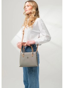 Resim Just Polo Kadın Orijinal Just Polo 5 Bölmeli Şık El & Omuz Çantası Shoulder Bag Ebat : 22 X 25 Cm Gri Camel 